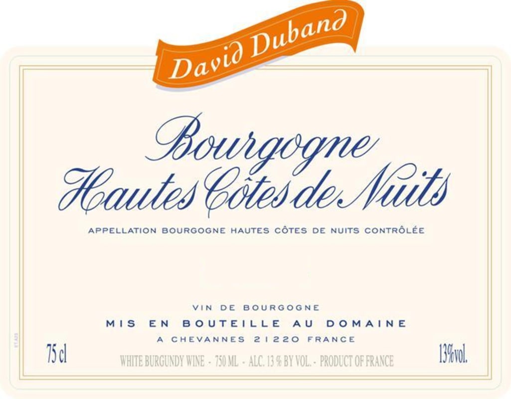 David Duband Bourgogne Haut Cotes de Nuits 2011 Front Label