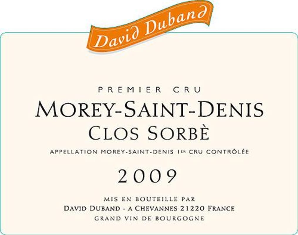 David Duband Morey-Saint-Denis Clos Sorbe Premier Cru 2009 Front Label