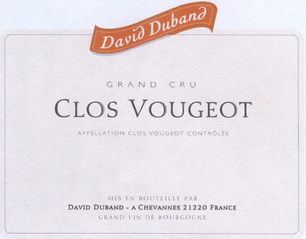 David Duband Clos Vougeot Grand Cru 2010 Front Label