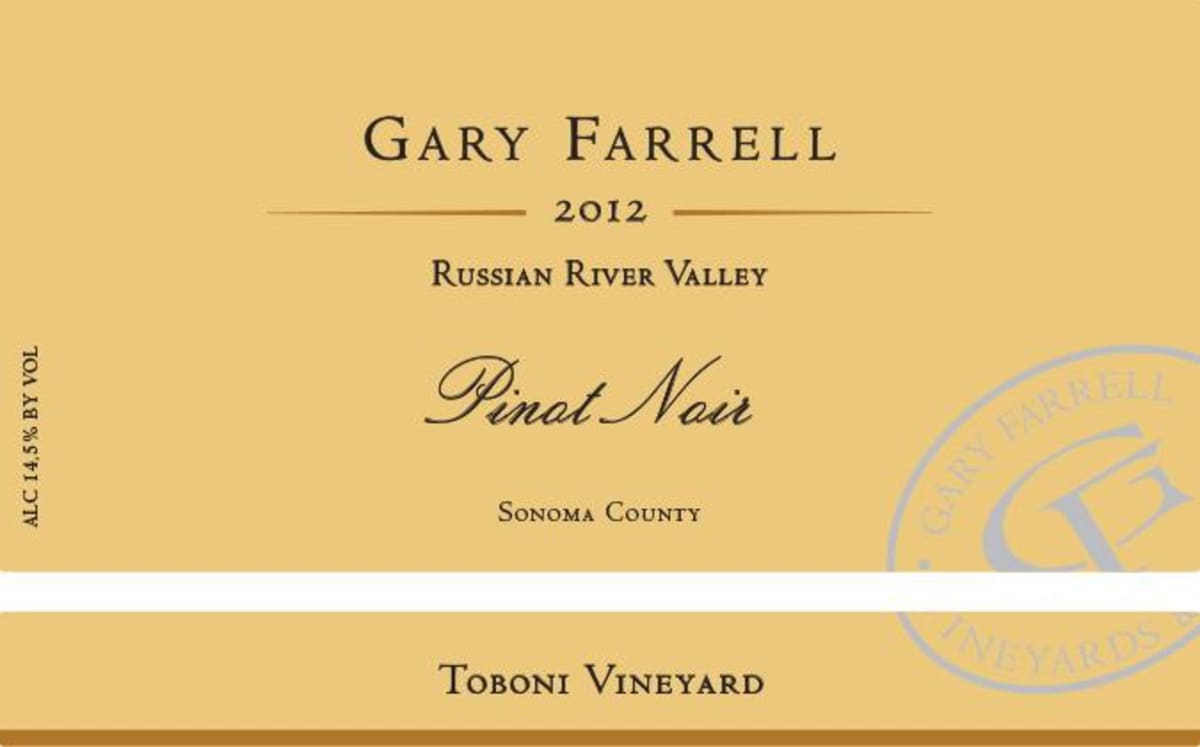 Gary Farrell Toboni Vineyard Pinot Noir 2012 Front Label