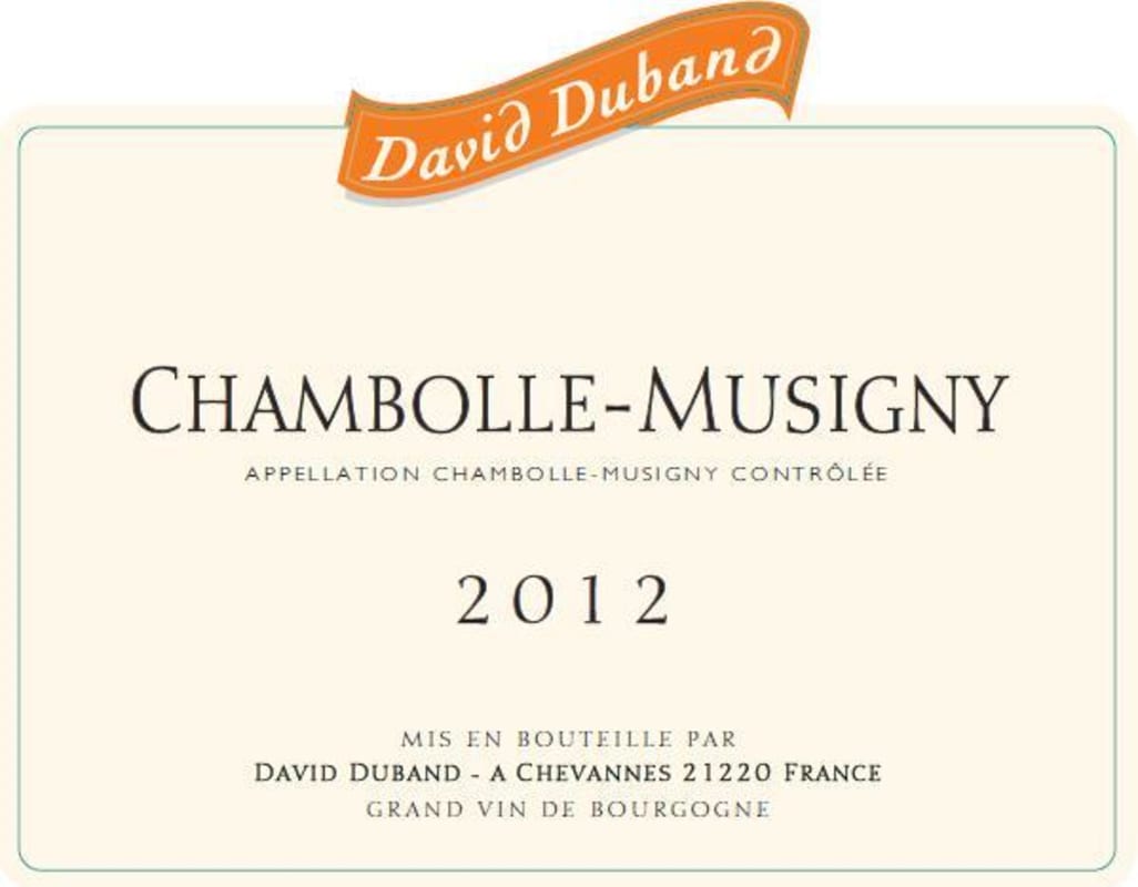 David Duband Chambolle-Musigny 2012 Front Label