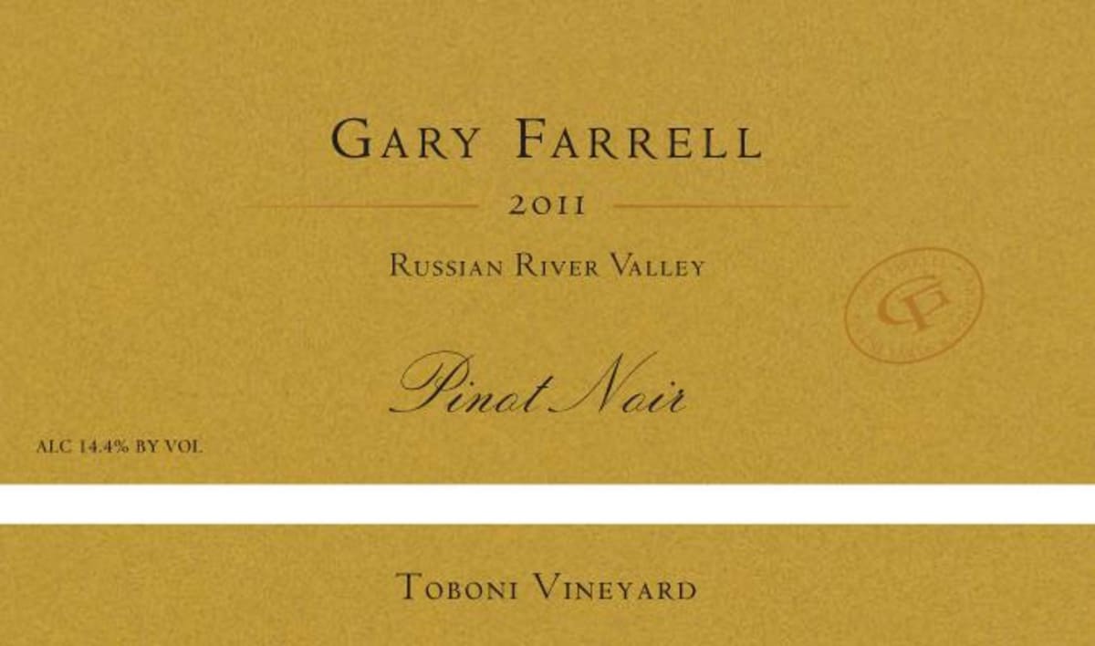 Gary Farrell Toboni Vineyard Pinot Noir 2011 Front Label
