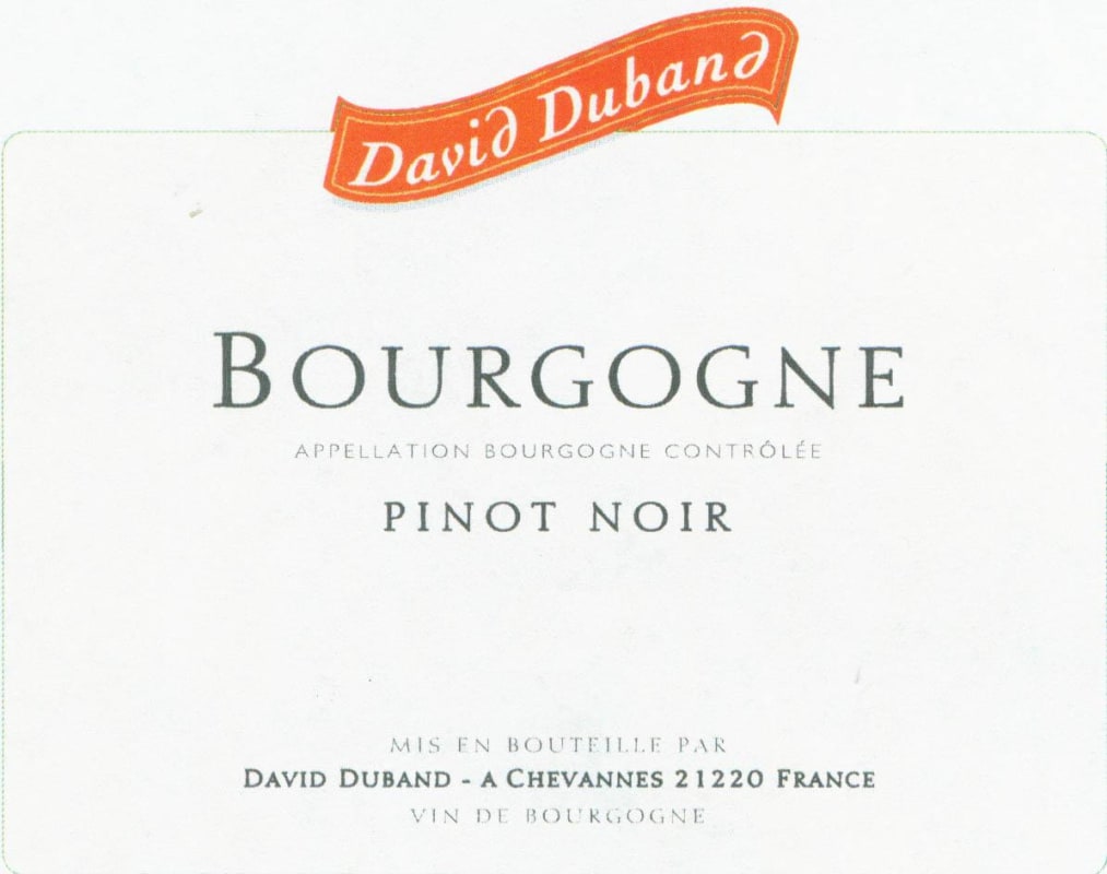 David Duband Bourgogne Pinot Noir 2011 Front Label