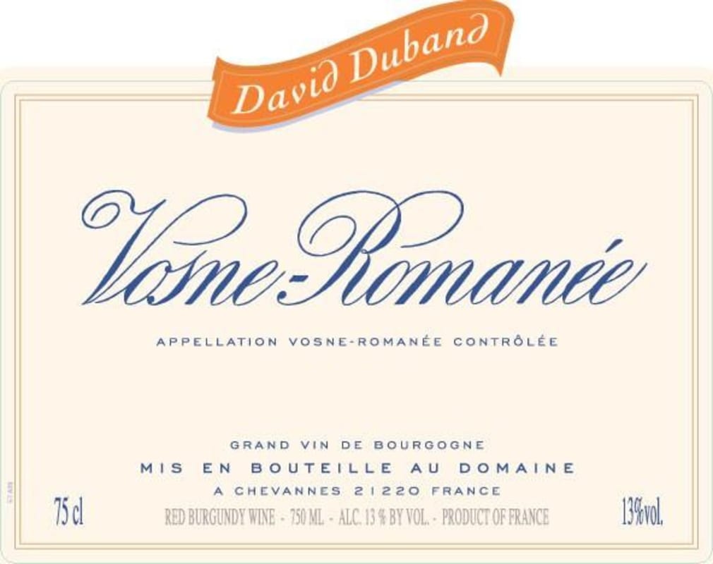 David Duband Vosne-Romanee 2010 Front Label