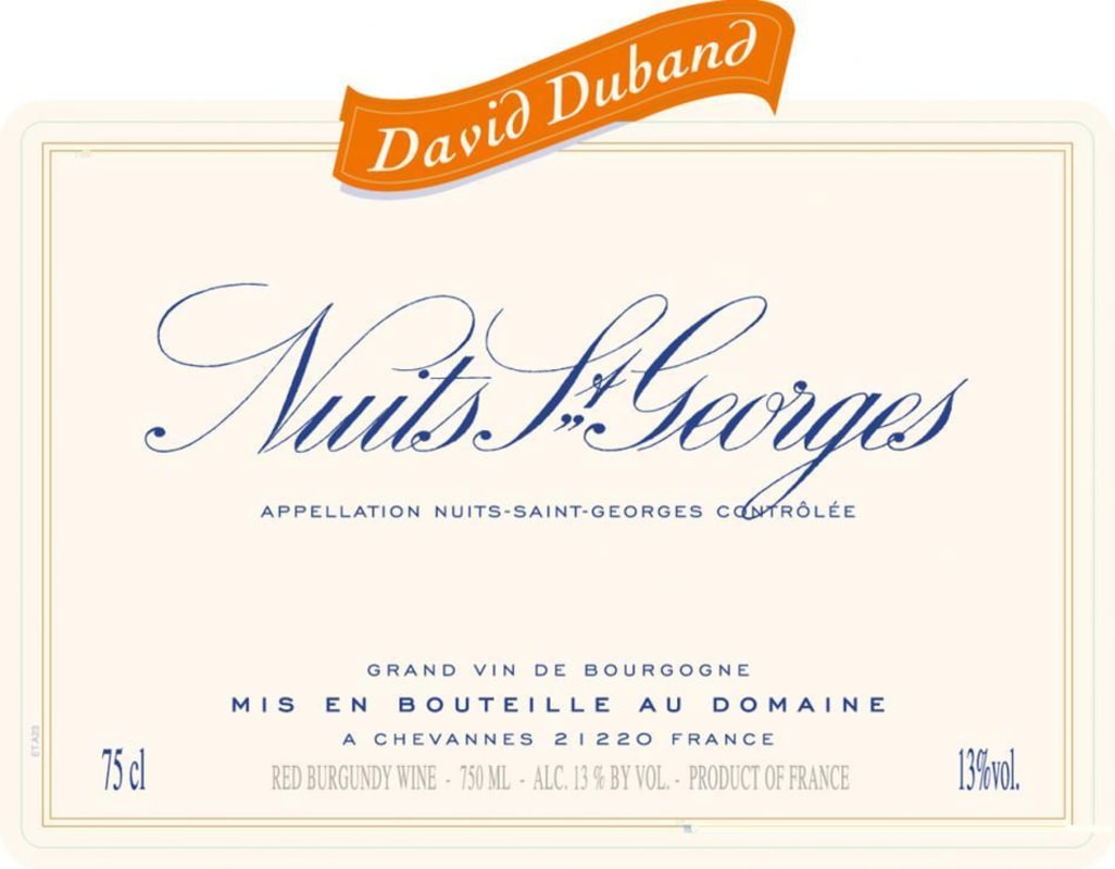 David Duband Nuits St. Georges 2012 Front Label