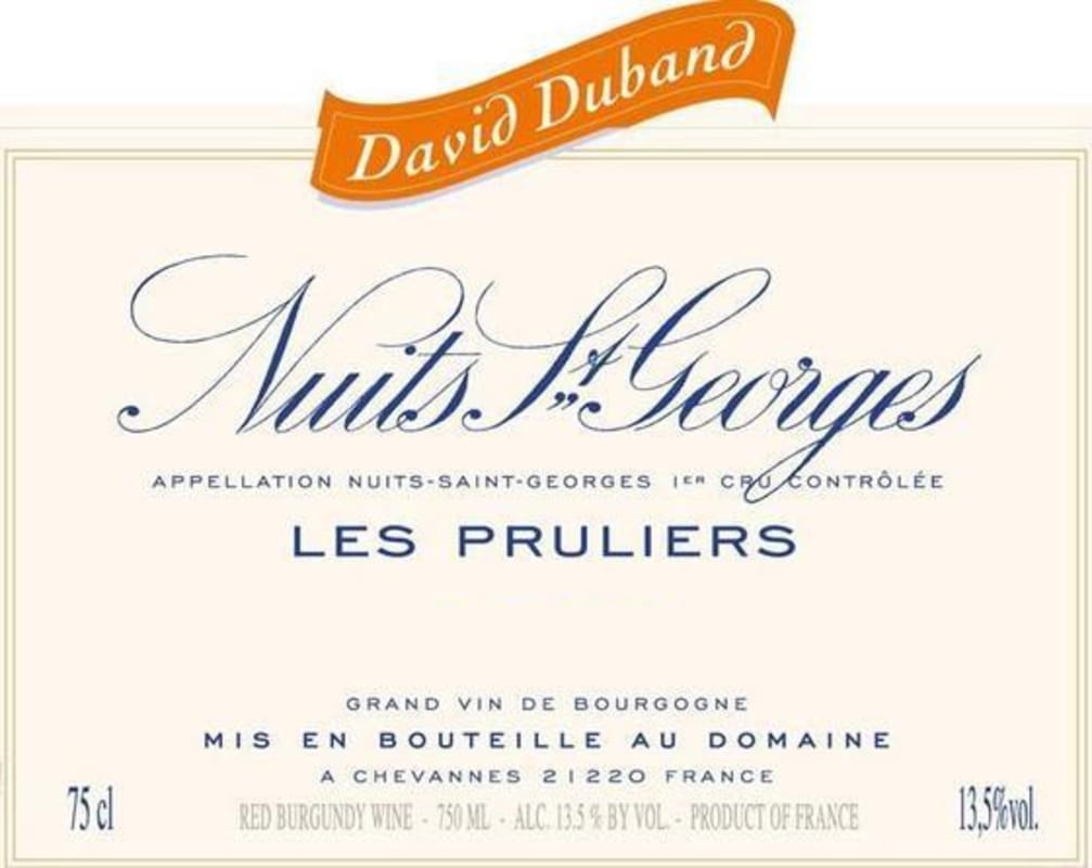 David Duband Nuits St. Georges Les Pruliers 2008 Front Label