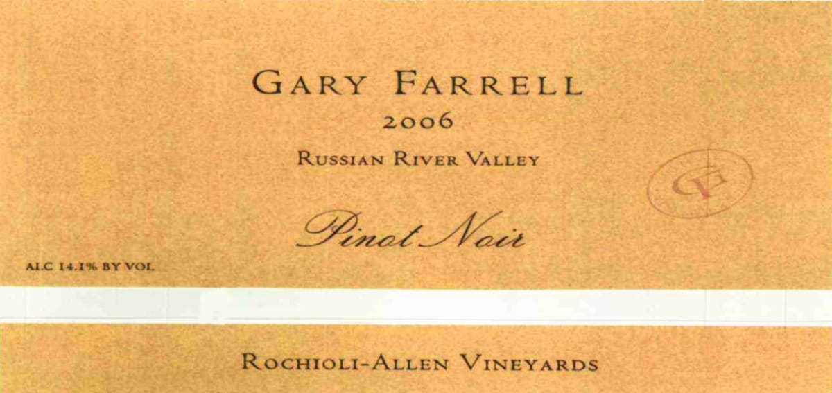 Gary Farrell Rochioli-Allen Vineyards Pinot Noir 2006 Front Label