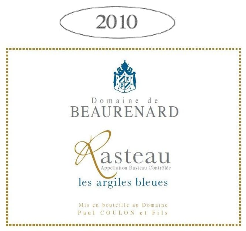 Domaine de Beaurenard Rasteau Les Argiles Bleues 2010 Front Label