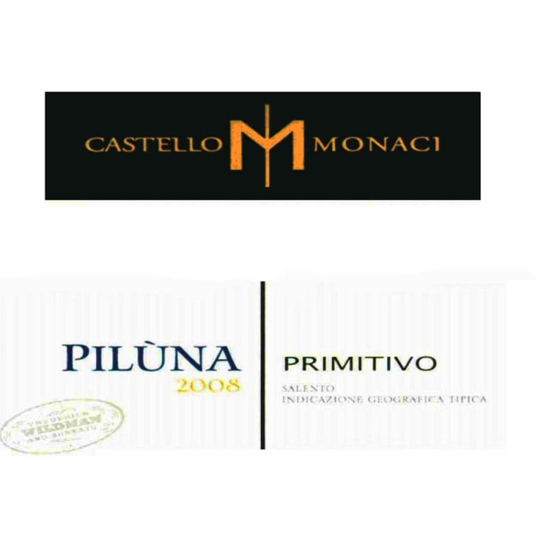 Castello Monaci Piluna Primitivo 2008 Front Label