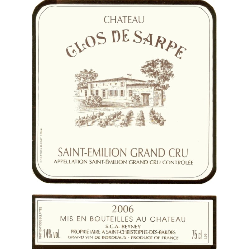 Clos de Sarpe 2006 Front Label