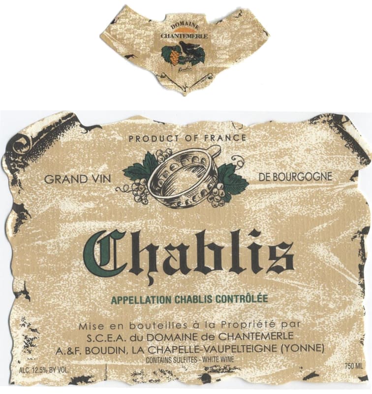 Domaine de Chantemerle Chablis 2014 Front Label