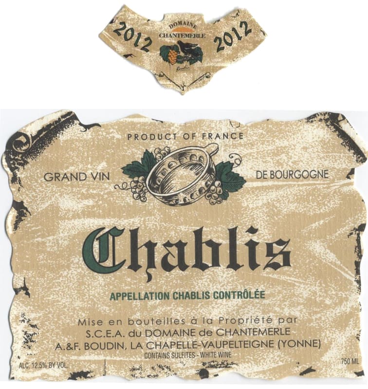 Domaine de Chantemerle Chablis 2012 Front Label