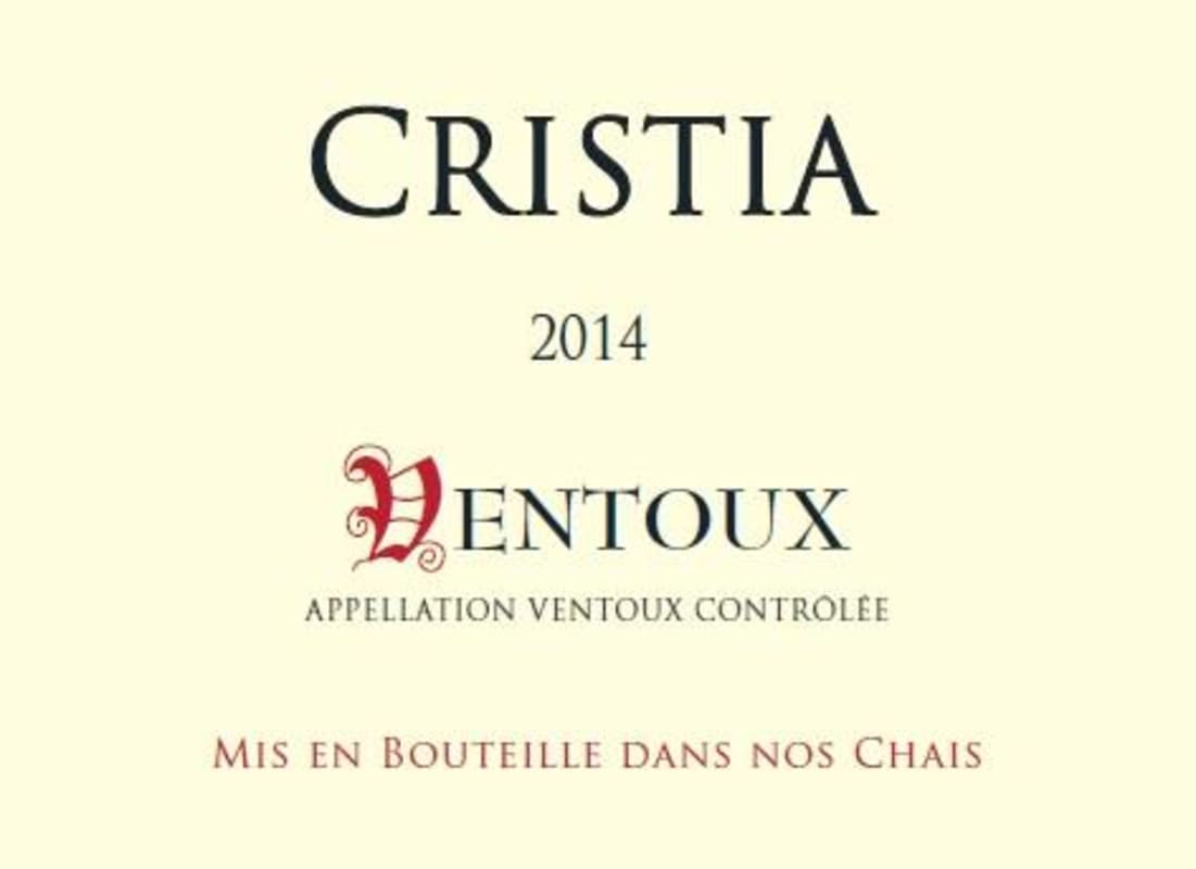 Domaine de Cristia Ventoux 2014 Front Label