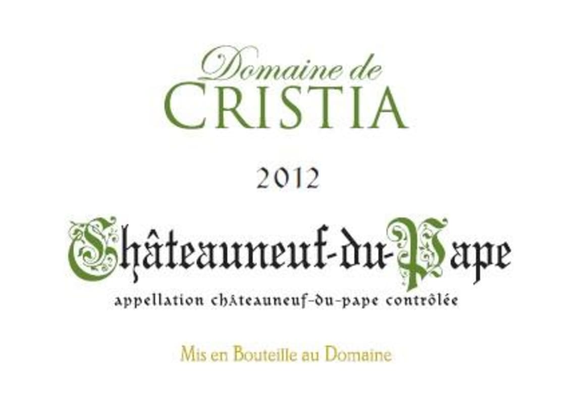Domaine de Cristia Chateauneuf-du-Pape Blanc 2012 Front Label