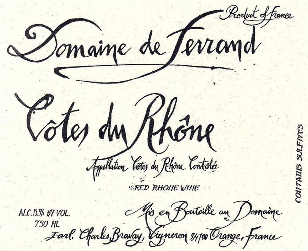 Domaine de Ferrand Cotes du Rhone 2013 Front Label