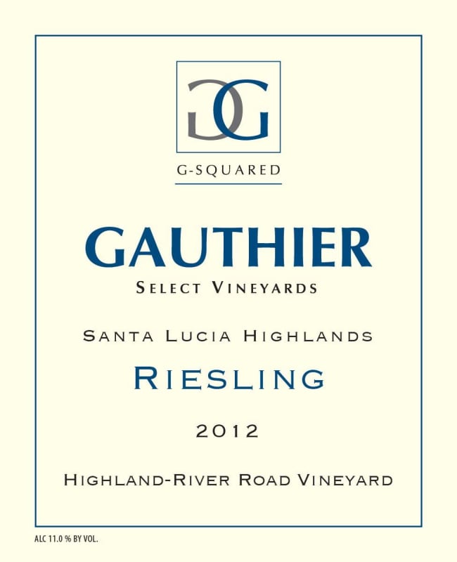 Gauthier Hillside Vineyard Riesling 2012 Front Label