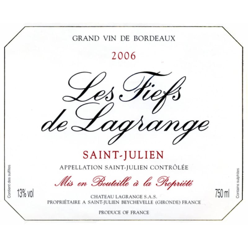 Chateau Lagrange Les Fiefs de Lagrange 2006 Front Label