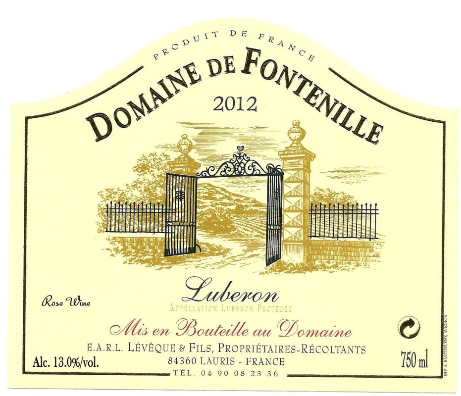 Dom. de Fontenille Luberon 2012 Front Label