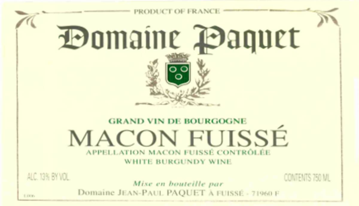Dom. Fussiacus Domaine Paquet Macon Fuisse 2013 Front Label