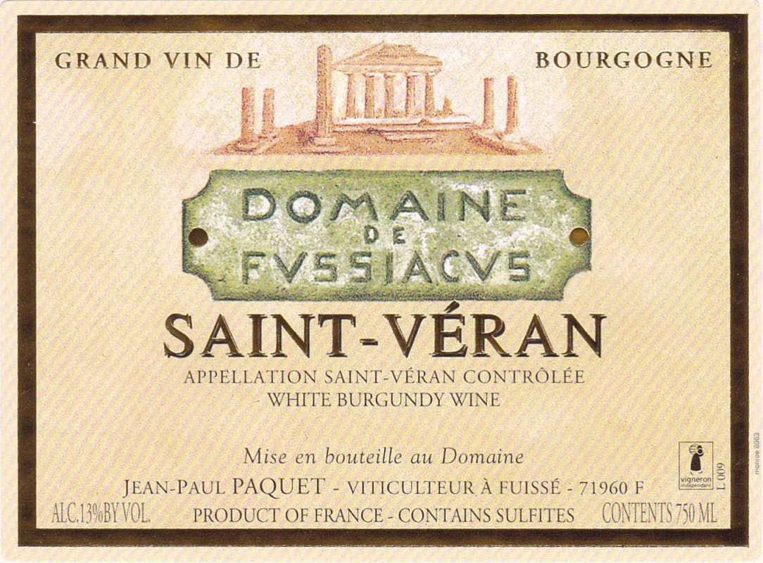 Dom. Fussiacus Saint-Veran Blanc 2014 Front Label