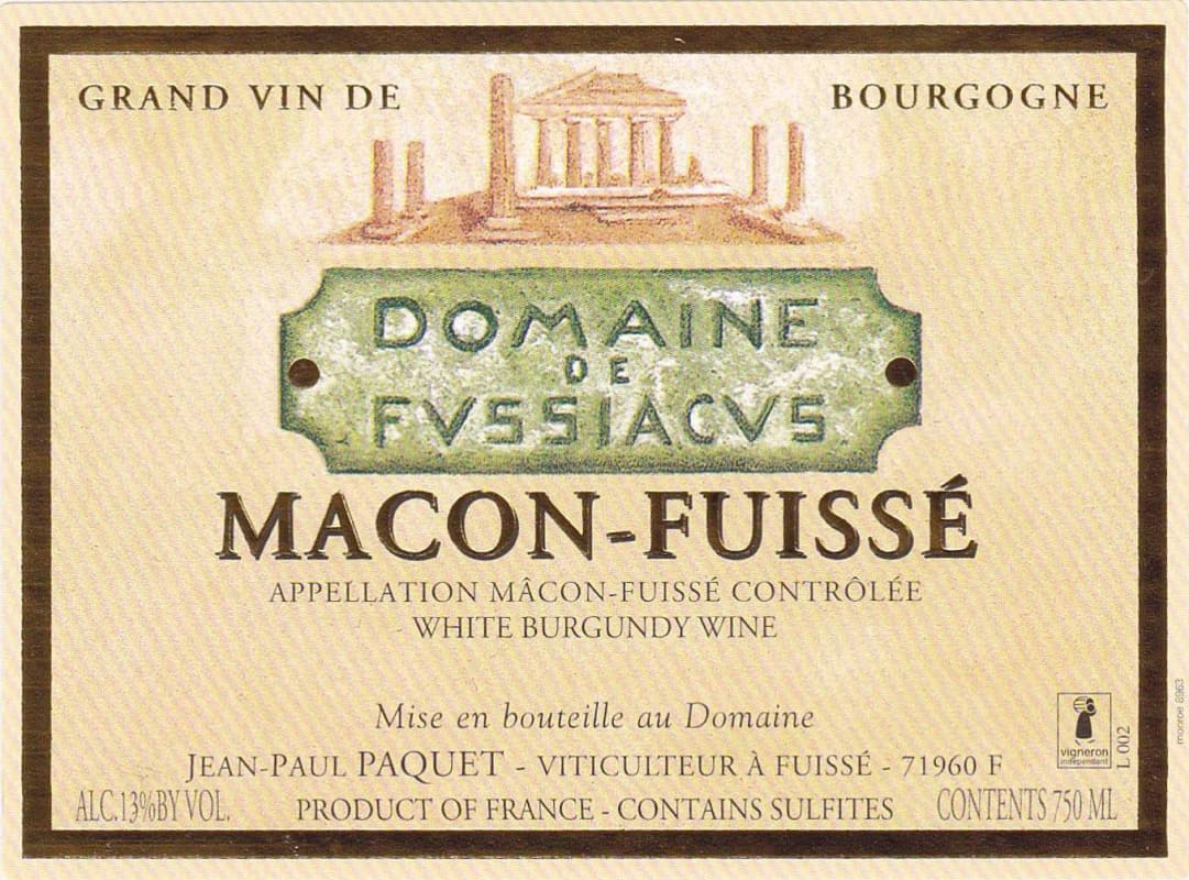 Dom. Fussiacus Macon-Fuisse Blanc 2012 Front Label