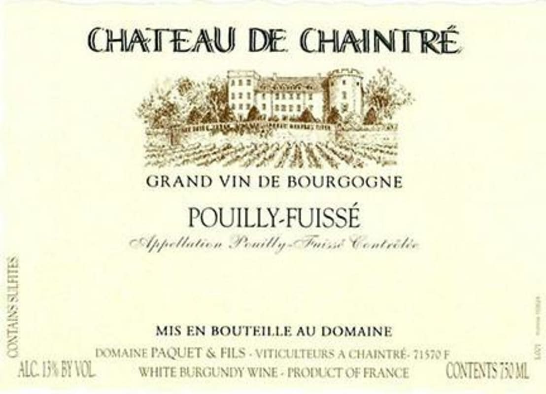 Dom. Fussiacus Chateau de Chaintre Pouilly-Fuisse 2013 Front Label