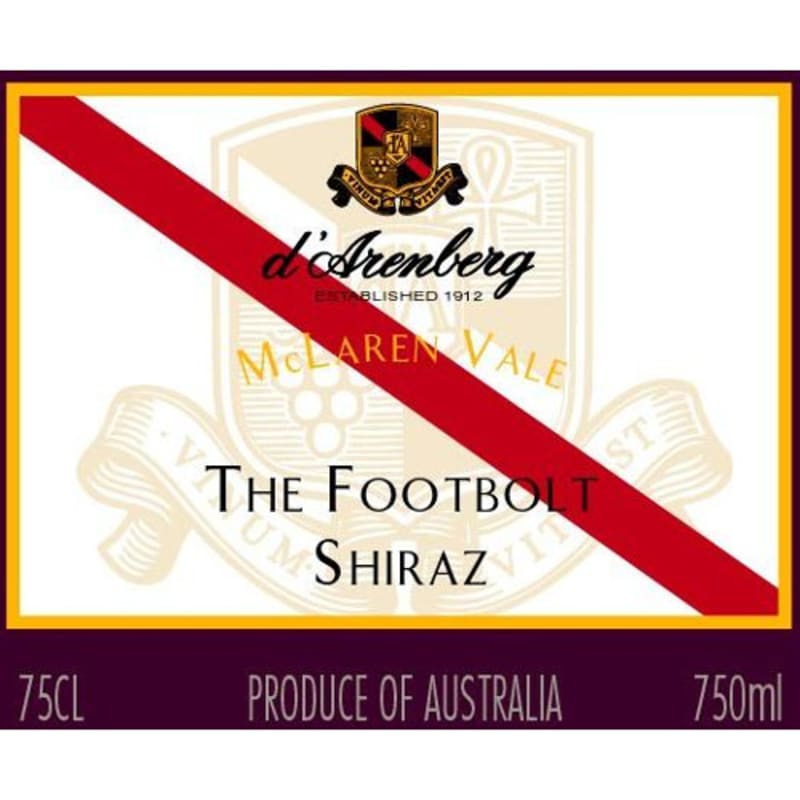 d'Arenberg The Footbolt Shiraz 2008 Front Label