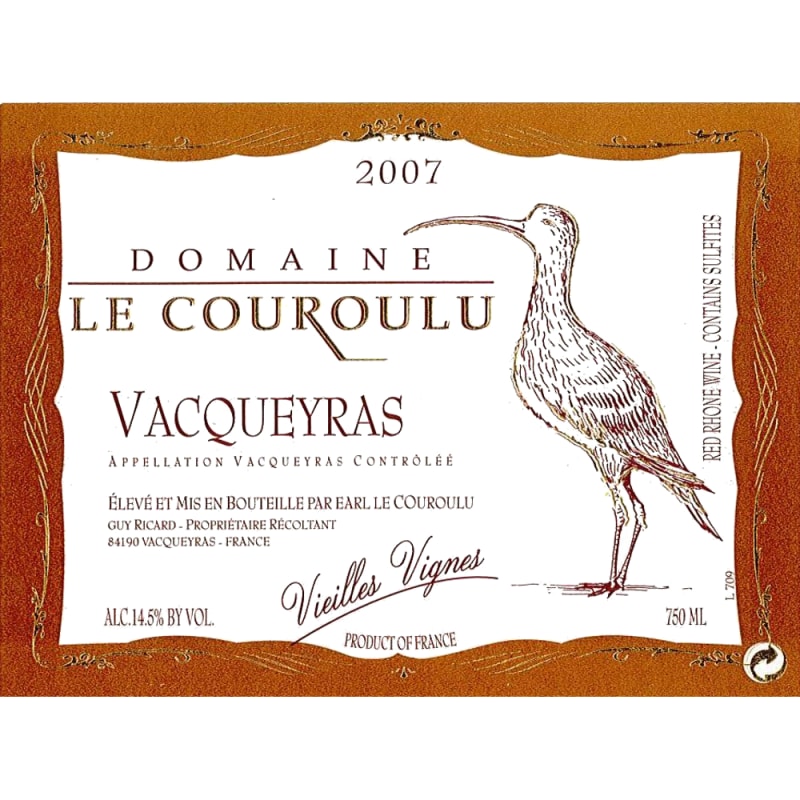 Domaine le Couroulu Vacqueyras Vieilles Vignes 2007 Front Label