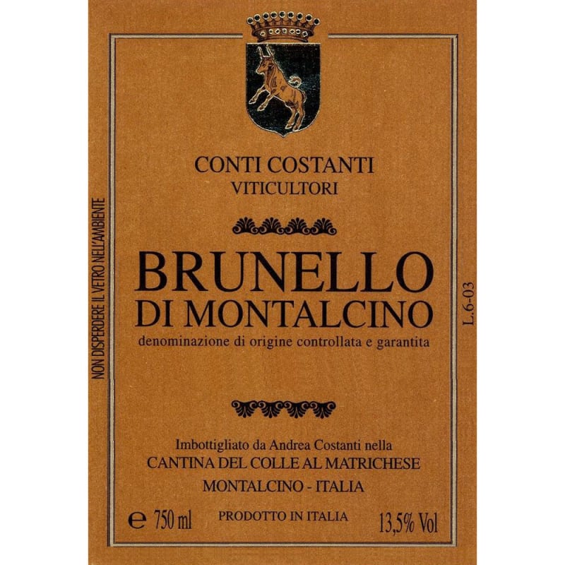 Conti Costanti Brunello di Montalcino 2005 Front Label