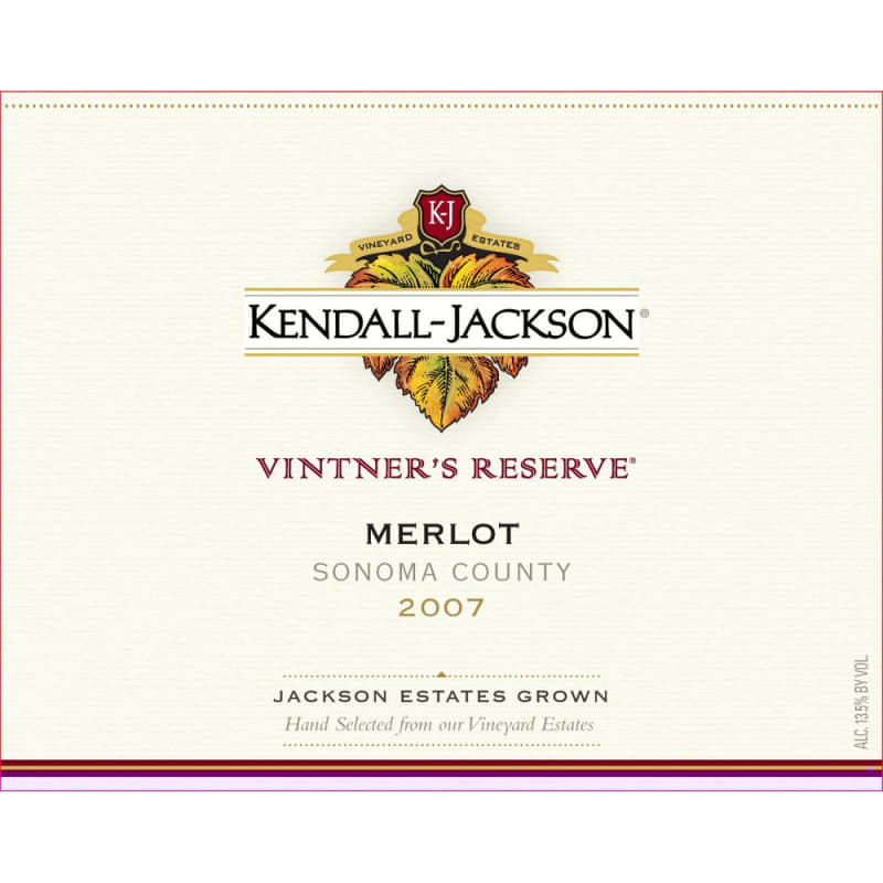 Kendall-Jackson Vintner's Reserve Merlot 2007 Front Label