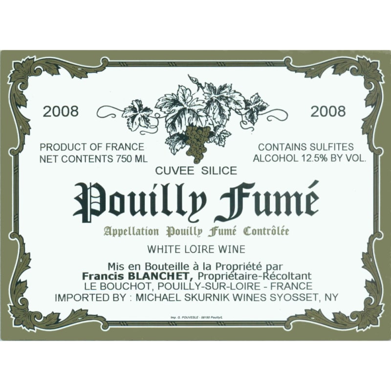 Domaine Francis Blanchet Pouilly Fume Cuvee Silice 2008 Front Label