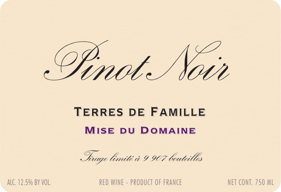 Domaine de la Vougeraie Terres de Famille Pinot Noir 2008 Front Label