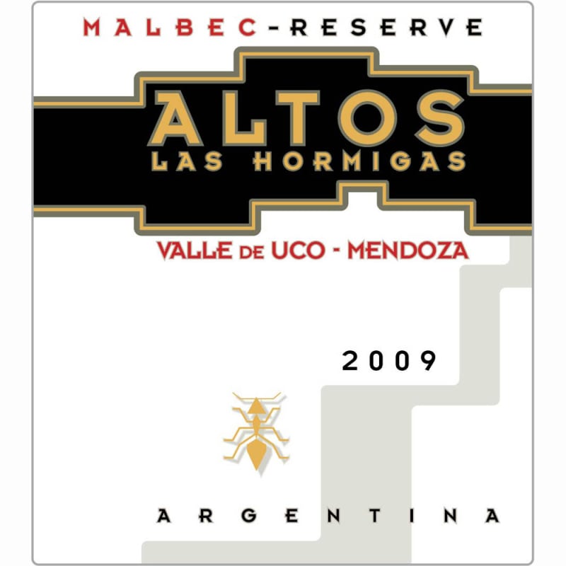 Altos Las Hormigas Reserva Malbec 2009 Front Label
