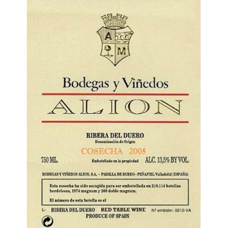 Tempos Vega Sicilia Alion 2005 Front Label