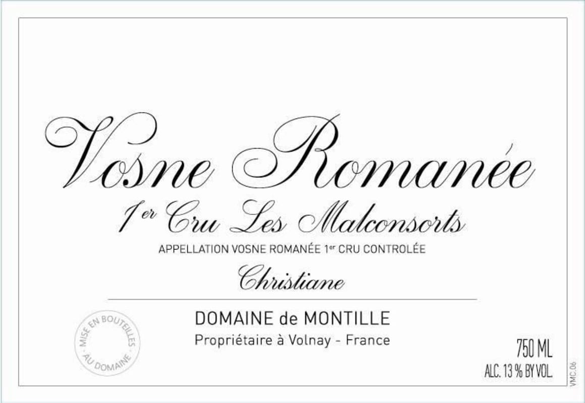 Domaine de Montille Vosne Romanee Christiane Les Malconsorts Premier Cru 2012 Front Label