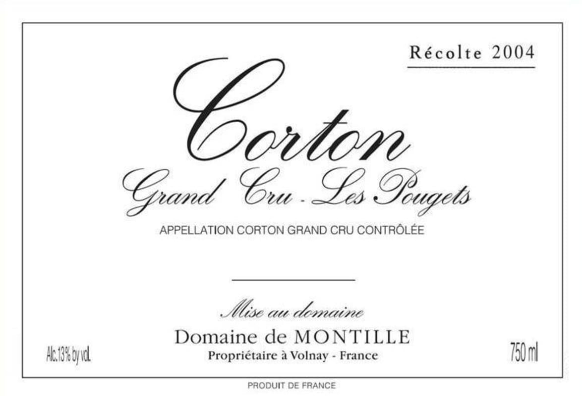 Domaine de Montille Corton Les Pougets Grand Cru 2004 Front Label