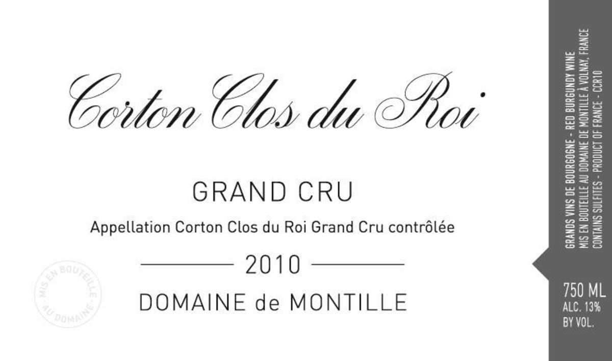 Domaine de Montille Corton Clos du Roi Grand Cru 2010 Front Label