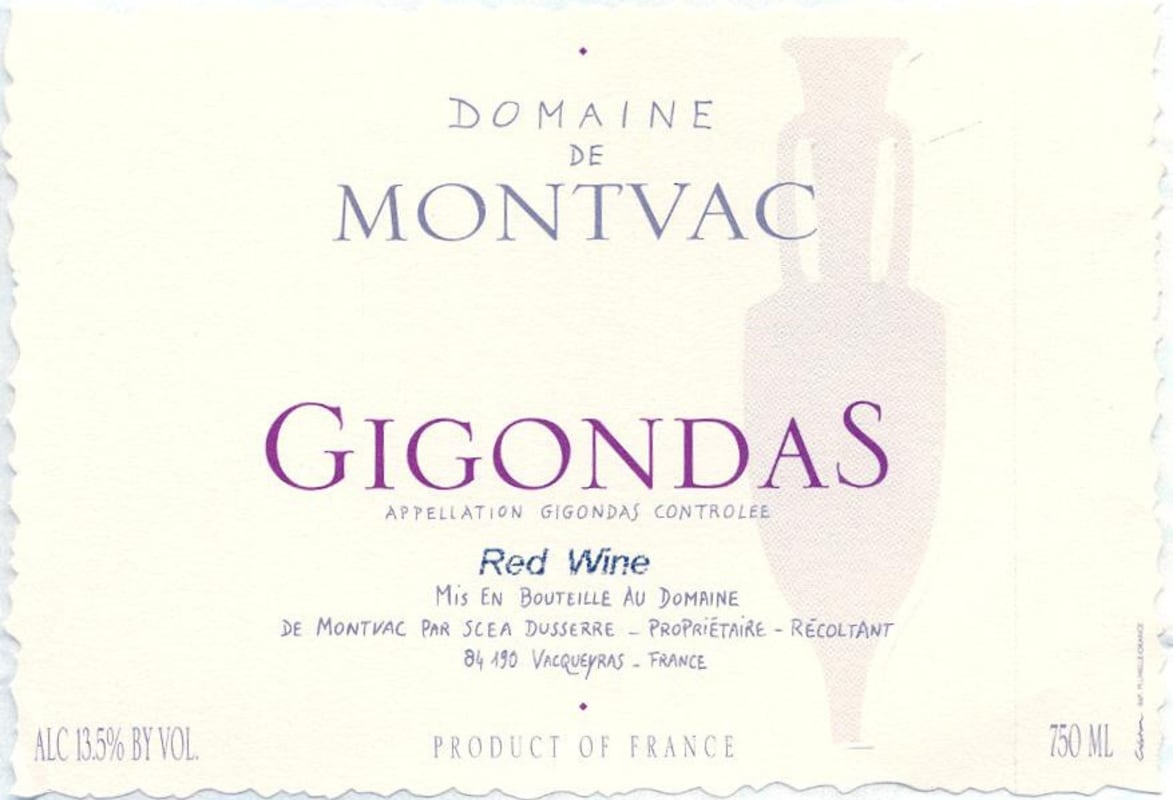 Domaine de Montvac Gigondas 2001 Front Label