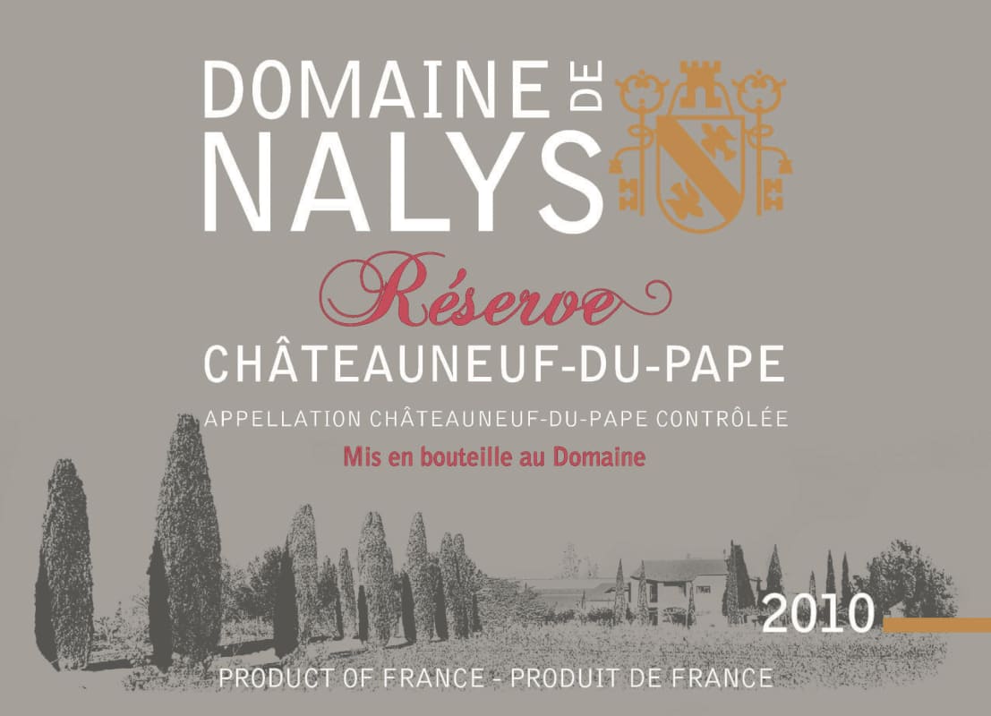 Domaine de Nalys Chateauneuf-du-Pape Reserve 2010 Front Label