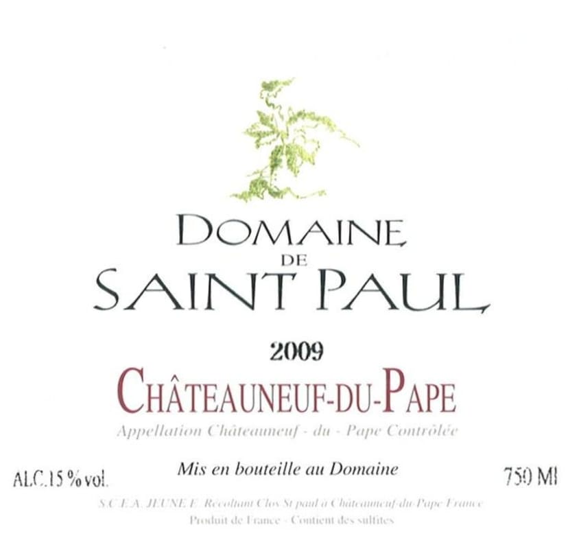Domaine de Saint Paul Chateauneuf-du-Pape 2009 Front Label