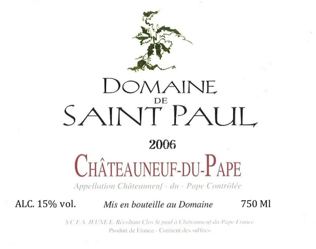 Domaine de Saint Paul Chateauneuf-du-Pape 2006 Front Label