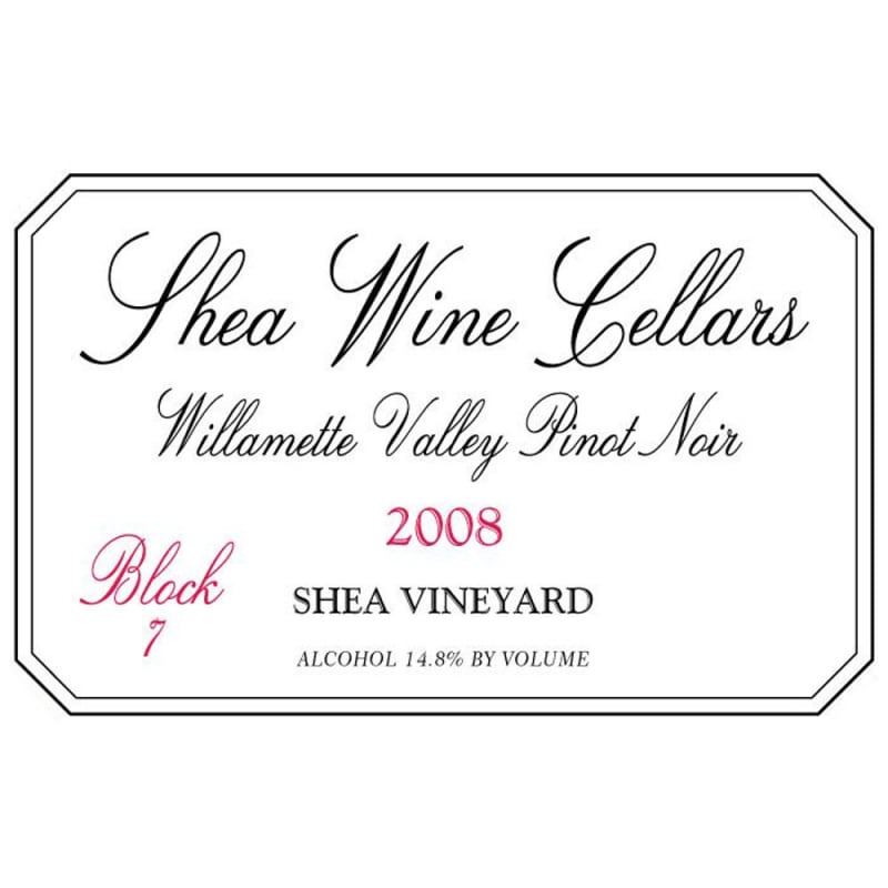 Shea Block 7 Pinot Noir 2008 Front Label