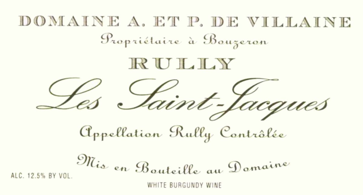 Domaine de Villaine Rully Les Saint-Jacques 2013 Front Label