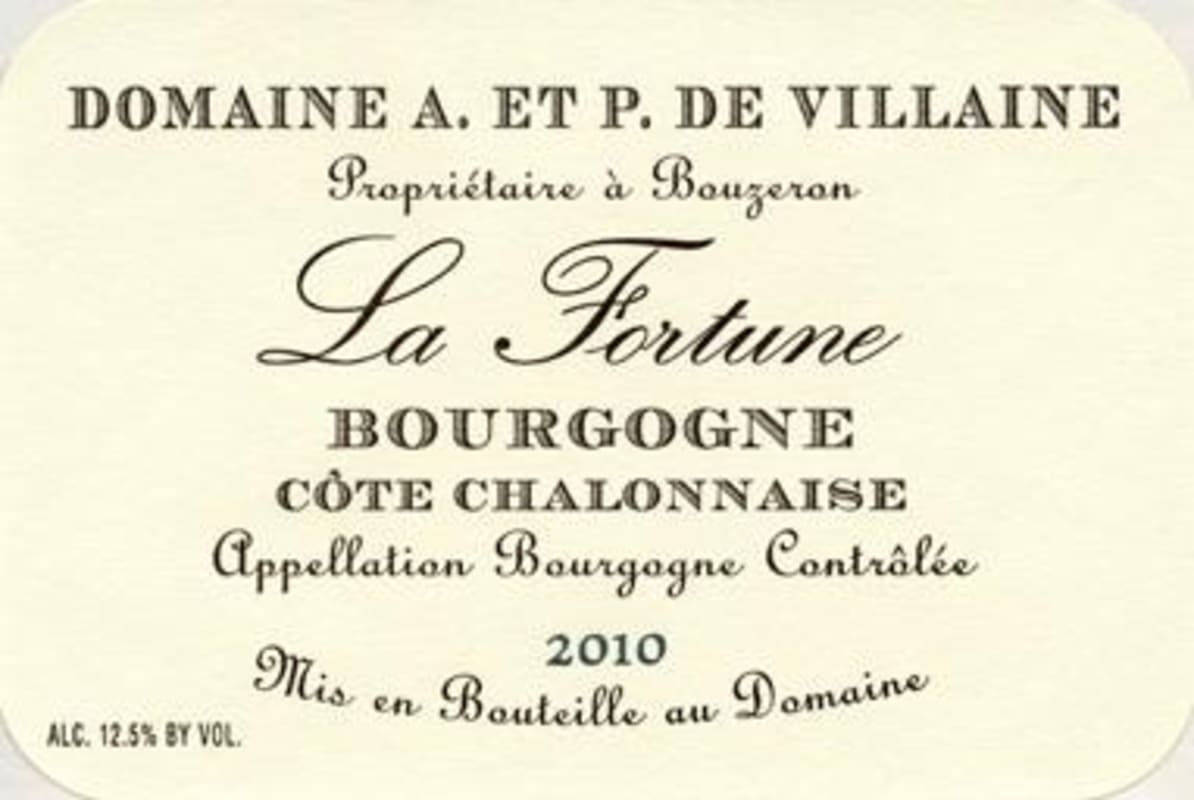 Domaine de Villaine La Fortune Cote Chalonnaise 2010 Front Label