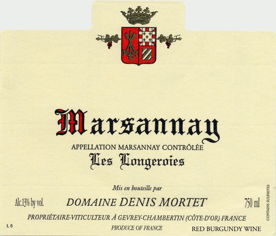 Denis Mortet Marsannay Les Longeroies 2010 Front Label