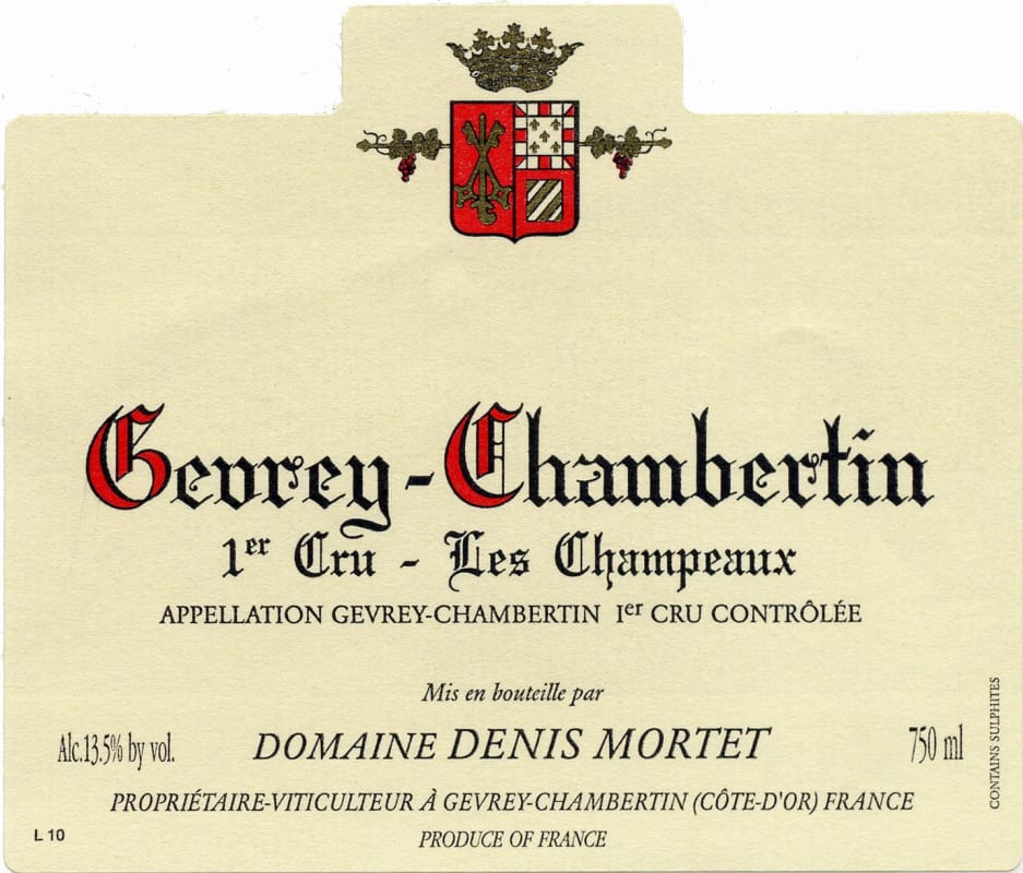 Denis Mortet Gevrey-Chambertin Les Champeaux Premier Cru 2010 Front Label
