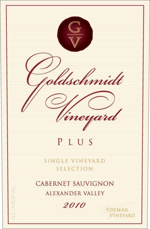 Goldschmidt Vineyard PLUS Single Vineyard Selection Cabernet Sauvignon 2010 Front Label