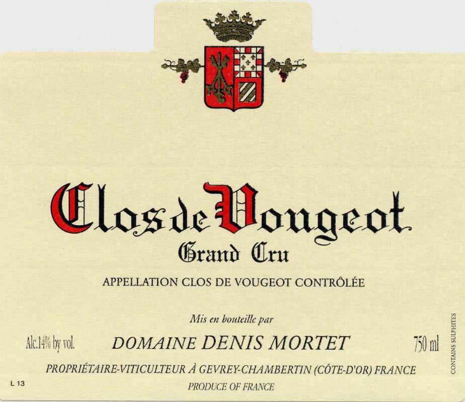 Denis Mortet Clos de Vougeot Grand Cru 2010 Front Label