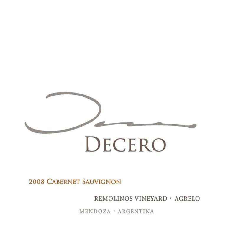 Finca Decero Remolinos Vineyard Cabernet Sauvignon 2008 Front Label