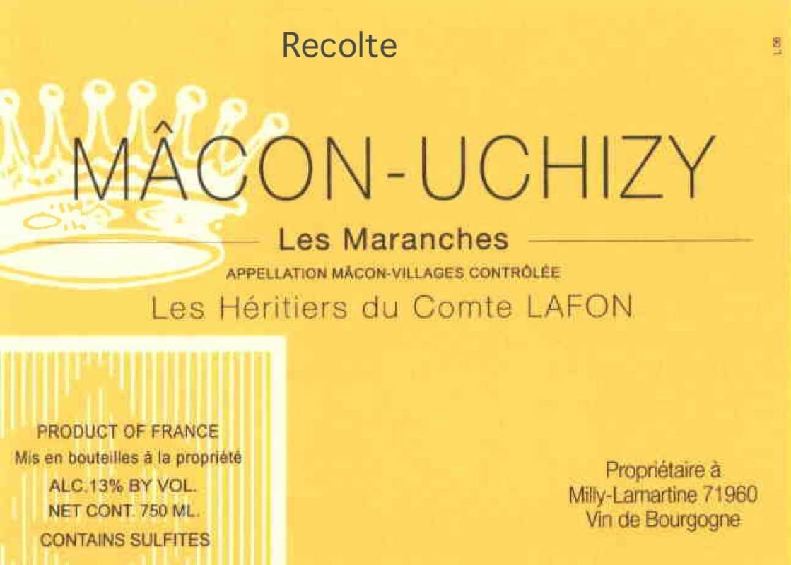 Domaine des Comtes Lafon Macon-Uchizy Les Maranches 2012 Front Label